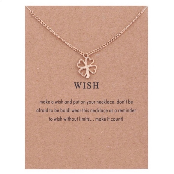 Jewelry - ⚡️2 for $15 “Wish” Clover Gold Color Necklace